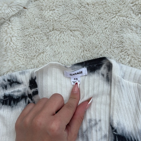 Garage Tie-Dye Ribbed Knit Cardigan | Monochrome Y2K Grunge Vibes Size Small - Picture 2 of 6